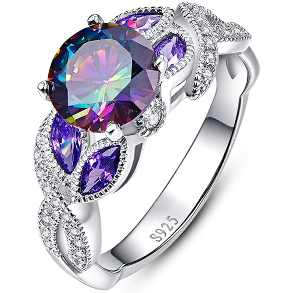 3.6ct Mystic Rainbow Ring - 925 Sterling Silver - Picture 1 of 5